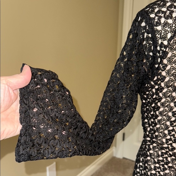 Design Lab Lord & Taylor Black Lace Blouse with Gold Lining - Picture 7 of 12